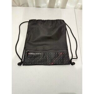 Lululemon Membership Drawstring Gym Bag Backpack Black OS Nylon Cinch Sack
